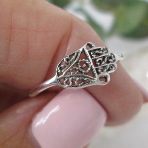 Sterling Silver HAMSA Ring>Dainty Hamsa ring,The Hand of Fatima,Hamsa Ring